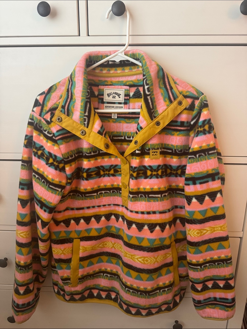 Billabong Pink, Mustard & Teal Aztec Fleece Pullover